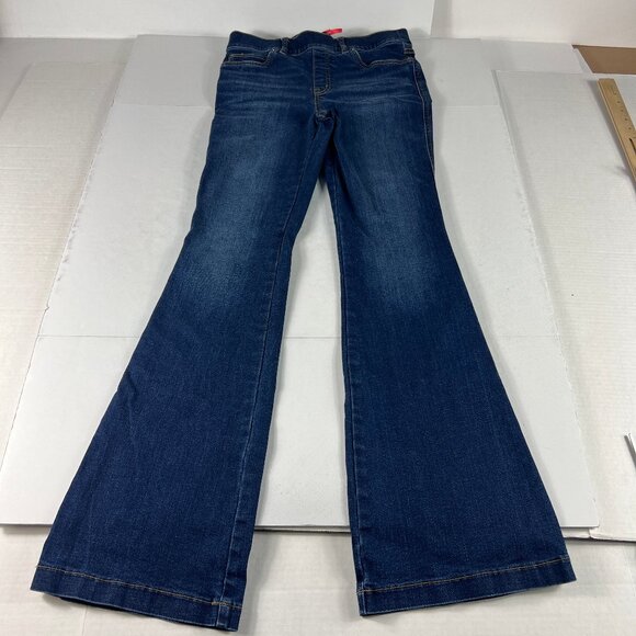 Spanx Jean Women 29x32* Pull On Flare High Rise Blue Stretch Denim Tag M #20327R - Picture 1 of 16